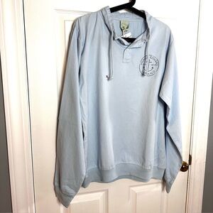 FUNDY Unisex Light Blue Cotton Pullover Hoodie PEI Anchor Logo XL NWT